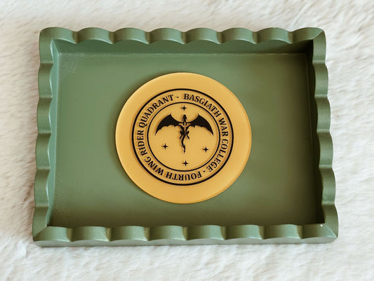 Fourth Wing inspired coaster featuring Rider Quadrant design, perfect for fantasy book lovers and dragon rider fans of Rebecca Yarros' epic series.