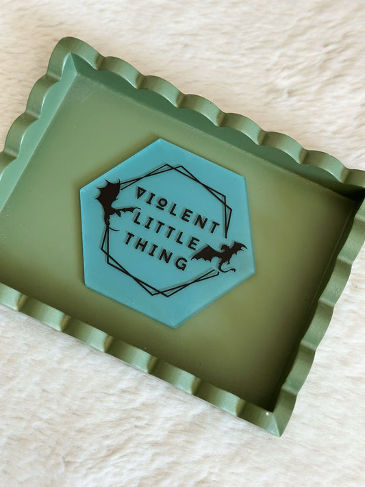 Violent Little Thing fantasy book coaster with bold typography design, perfect for fans of fierce heroines, dark romance, and edgy bookish merch.